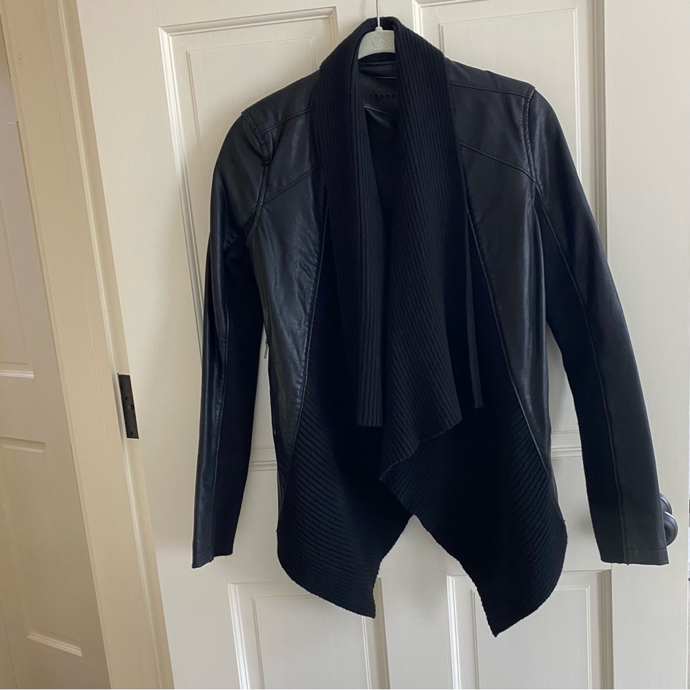 Blank NYC | Black faux leather mixed media jacket • XS